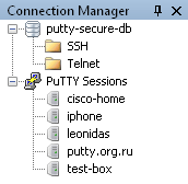 PuTTY Connection Manager Displaying Encrypted Database