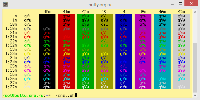 Man Page PuTTY Color Scheme