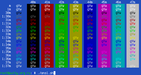 Цветовая схема Ocean для PuTTY